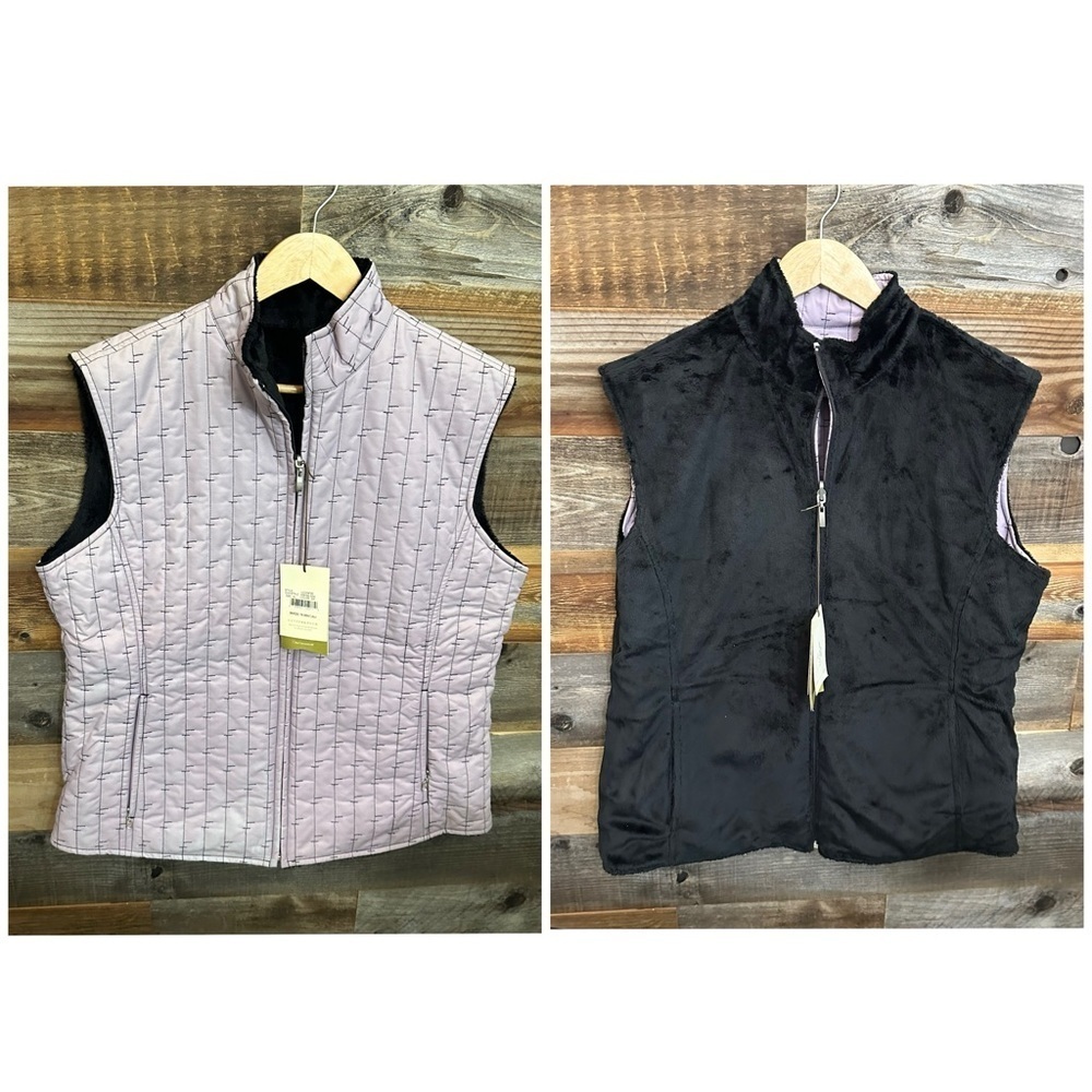 Cutter & Buck Woman’s XL Lavender Black Quilted Reversible Vest Outerwear NWT